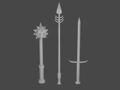3d melee weapon sets blender Free low-poly 3D model