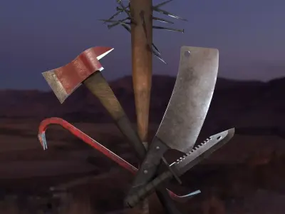 Survival Melee Weapon 5-pack 3D model