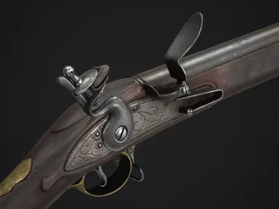 PBR Brown Bess Musket Low-poly 3D model