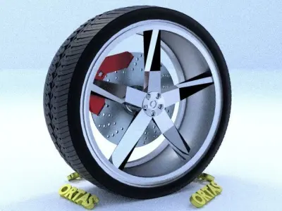 ORTAS CAR RIM 19 GAME READY RIM TIRE AND DISC 3D model