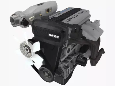 Toyota 4AGE Bluetop engine Low-poly 3D model