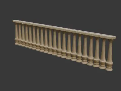 Classical Stone Balustrade 3D Scan Low-poly 3D model