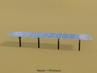 Agricultural photovoltaic solar plant with animation 16m Low-poly 3D model