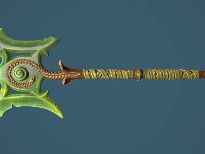 Snake poleaxe Low-poly 3D model