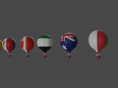 Hot air balloon go around the world 3D model