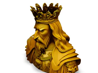 Golden King Bust Majestic 3D Model 3D model