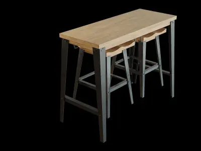 Dining Table Set-02 Low-poly 3D model