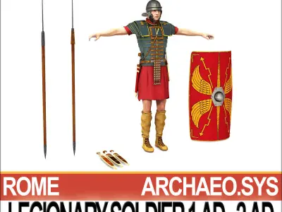 Ancient Rome Legionary Soldier 1 AD 2 AD and Poser Daz Props Set 3D model