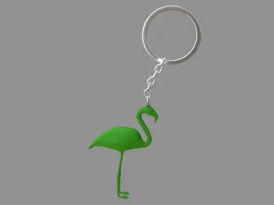  flamingo keychain green 3D model