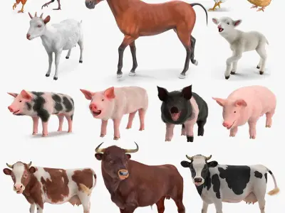 Rigged Farm Animals Big Collection 3 for Cinema 4D 3D model