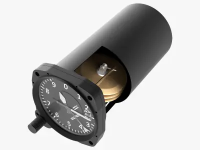 Cylindrical Aircraft Altimeter Mechanical Dial Black Animated Rigged 3D model