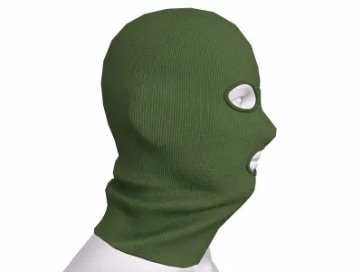 Balaclava mask khaki game ready Low-poly 3D model