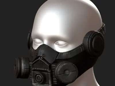 Gas mask helmet 3d safety isolated Black  Low-poly 3D model