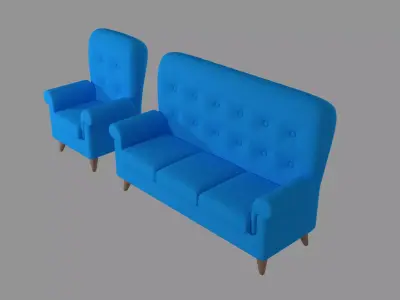 Chair Sofa low poly Free low-poly 3D model