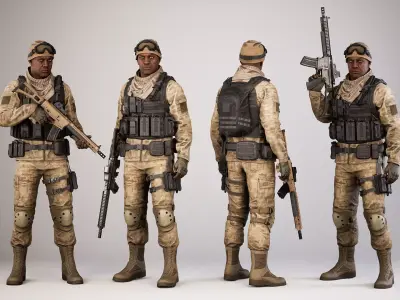 Casual Soldier 02 Low-poly 3D model