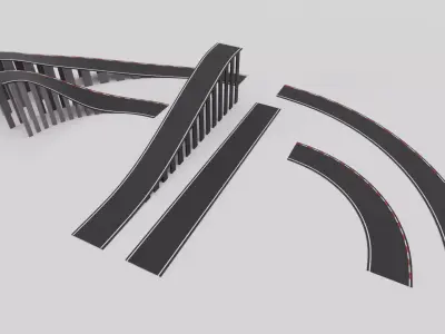 Modular Cartoon Race Track Free low-poly 3D model