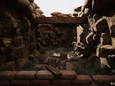 TRENCH SCENE 130 PROPS and Materials For UNREAL ENGINE 4 and 5 3D model