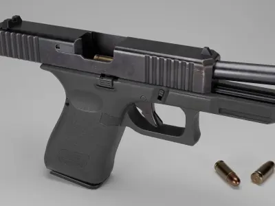 Glock 19 and Textures Low-poly 3D model