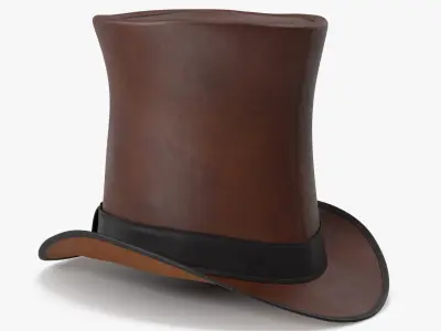 Leather Top Hat Brown with Buckle v 2 3D model