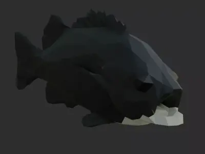 Low Poly Black Rockfish Low-poly 3D model