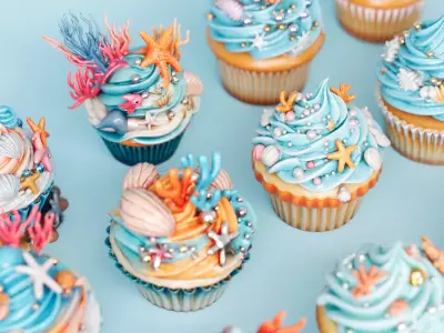 Ocean Style Cupcake Cake 3D model