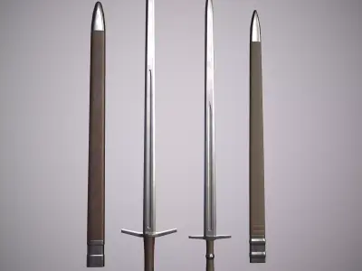 One-handed sword with scabbard Low-poly 3D model