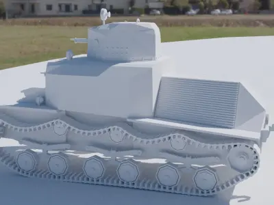 Type 92 armored car Low-poly 3D model