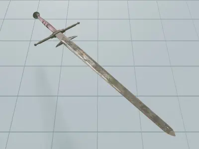 lowpoly rusted great sword - zweihander -PBR Low-poly 3D model