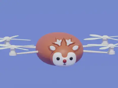 Cartoon Deer Animal Drone 3D model