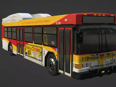 Detailed 3D City Bus with Interior  Low-poly 3D model