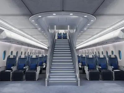 Airbus A380 interior 3D model -Welcome part of aircraft Low-poly 3D model