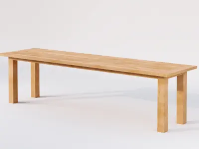Solid wood dining table 3D model