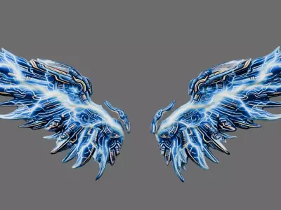 Stormforged Wings 3D Model - Sci-Fi Mech Lightning Game Asset Low-poly 3D model