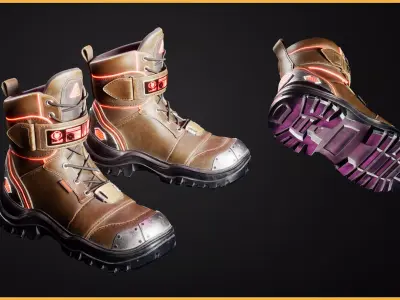 MODULAR CYBER BOOTS COMBAT V01 Low-poly 3D model