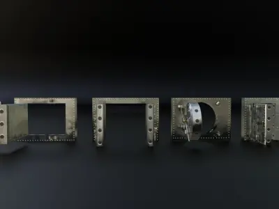 Reinforced Vault Door Set Low-poly 3D model