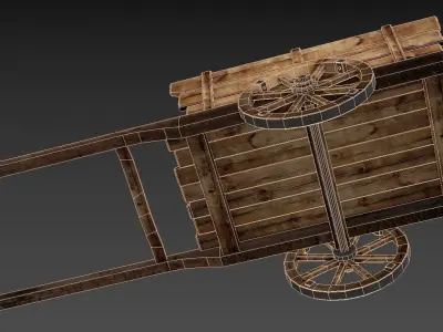Medieval Wooden Cart 3D model get