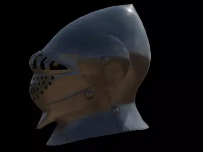 Medieval Knight Helmet Game-Ready PBR 3D Model Low Poly Low-poly 3D model