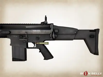 AAA FPS SCAR Assault Rifle  Low-poly 3D model