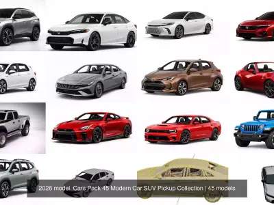 2026 model  Cars Pack 45 Modern Car SUV Pickup Collection