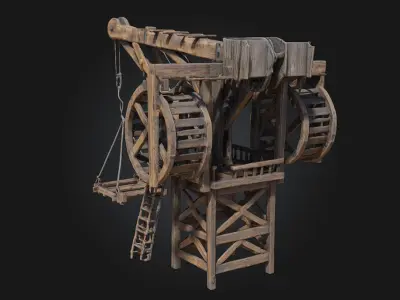 Medieval Treadwheel Crane  Engineering Marvel of the Middle Ages 3D model