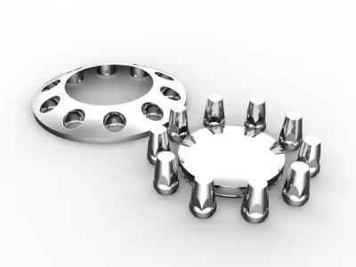 Axle Wheel Chrome Plastic Cover 3D model