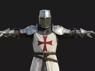 Templar Knight Rigged Low-poly 3D model