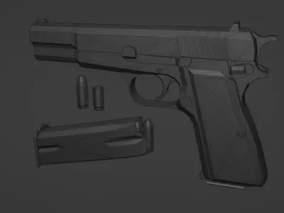 low-poly FN Browning Hi-Power Free low-poly 3D model