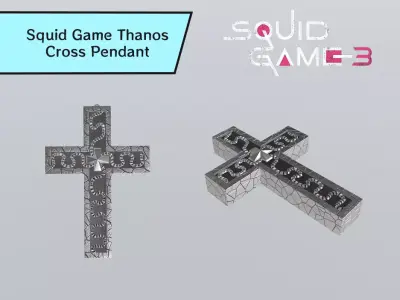 Squid Game-Inspired Thanos Cross Pendant  Low-poly 3D model
