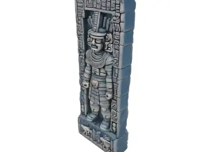 Ancient Mayan Stone Warrior Statue Low-poly 3D model