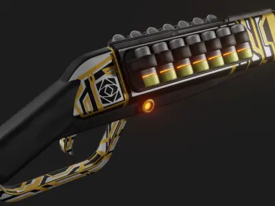 Sci-fi shotgun Low-poly 3D model