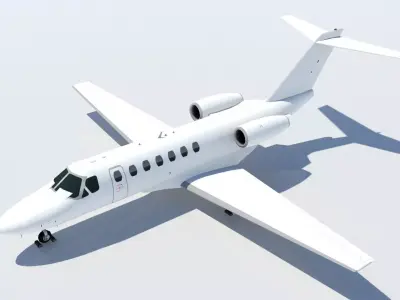 Cessna Citation CJ3 blank texture  jet PBR Low-poly 3D model