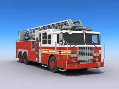 Fire Truck Low-poly 3D model