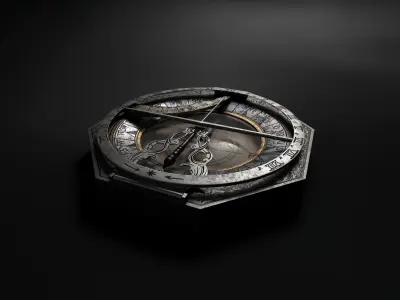 Compass with Sundial Low-poly 3D model