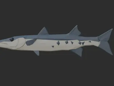 Low Poly Great Barracuda Low-poly 3D model